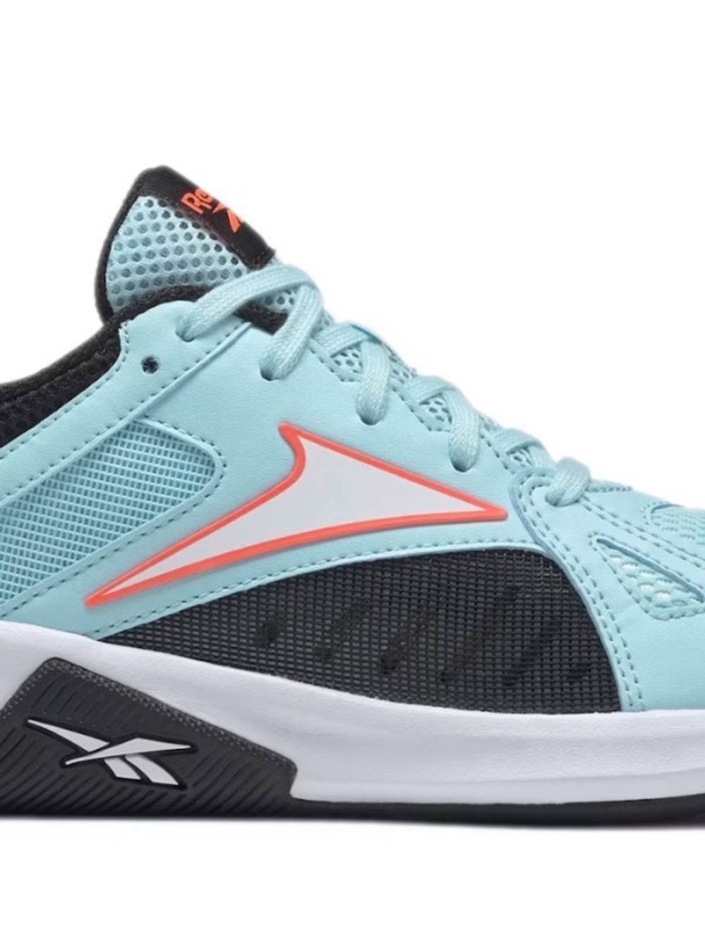 Reebok Women's Light Aqua and Black Lace-Up Training Sneaker with Coral Accent